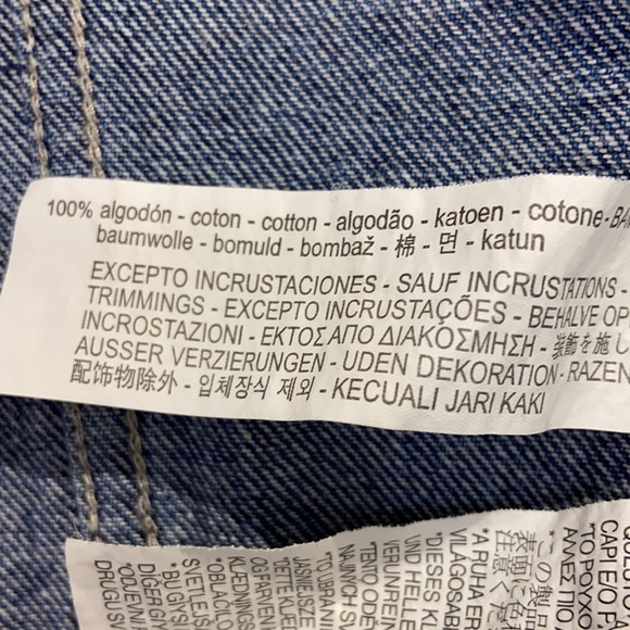 COPY - Zara Blue Oversized Denim Jacket with Gingham Ribbon Detail - Picture 12 of 15